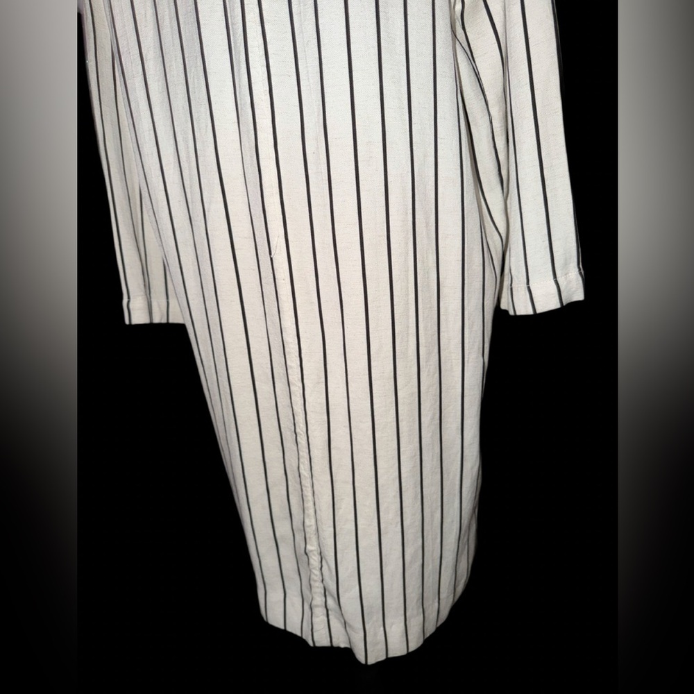 Top Shop Womens Long Jacket slimming vertical stripes, lined size 8/10 - Picture 3 of 8